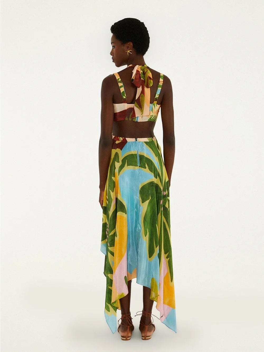 FARM RIO Multicolor Tropical Painting Cut-Out Buckles Maxi Dress - Picture 5 of 5